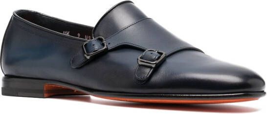 Santoni Dolorous leather monk shoes Blue