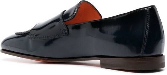 Santoni Double-Buckle contrast-trim loafers Blue
