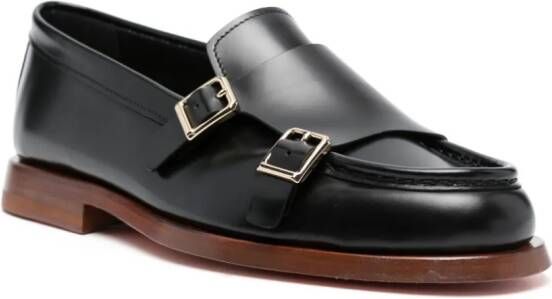 Santoni double-buckle leather loafers Black