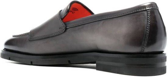 Santoni double-buckle leather monk shoes Grey