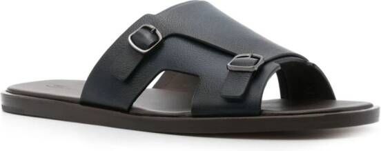 Santoni double-buckle leather sandals Blue