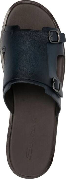 Santoni double-buckle leather sandals Blue