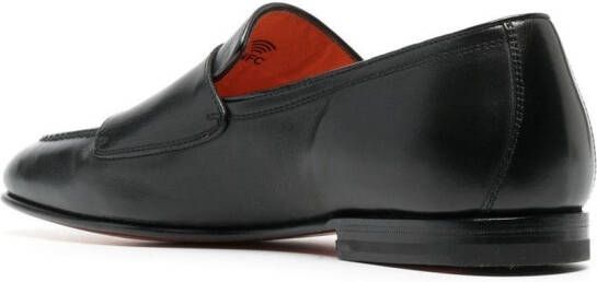 Santoni double-buckle leather shoes Black