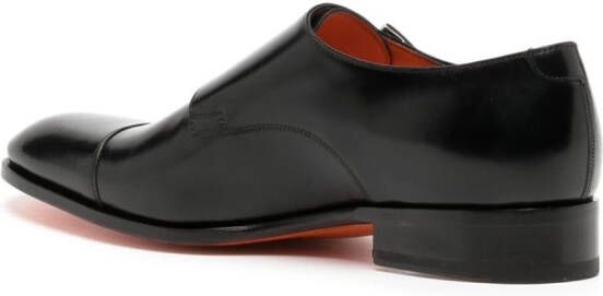 Santoni double-buckle leather shoes Black