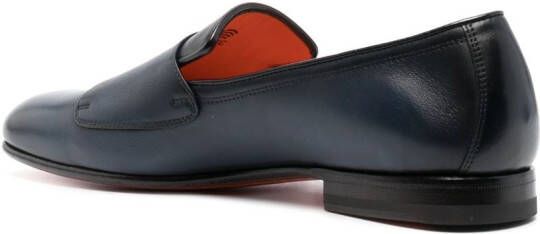 Santoni double-buckle leather shoes Blue