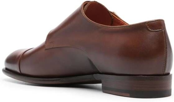 Santoni double-buckle leather shoes Brown