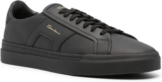 Santoni Double Buckle leather sneakers Black