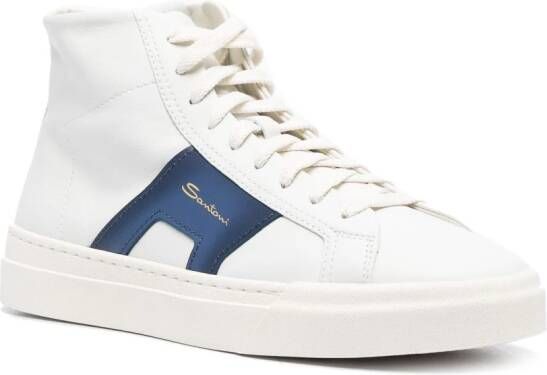 Santoni double-buckle leather sneakers White