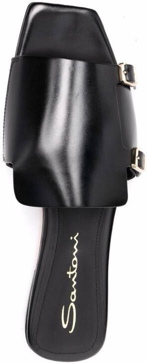 Santoni double-buckle leather-strap sandals Black