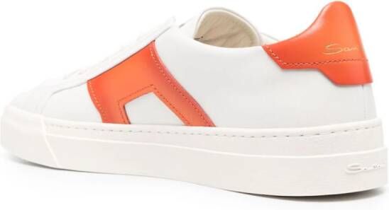 Santoni Double Buckle low-top leather sneakers White