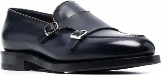 Santoni double-buckle monk shoes Blue