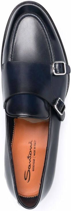 Santoni double-buckle monk shoes Blue