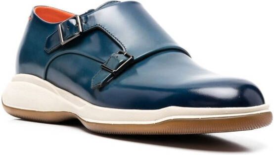 Santoni double-buckle monk shoes Blue