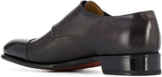 Santoni double buckle pointed toe monk shoes Grey