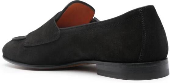 Santoni double-buckle suede monk shoes Black