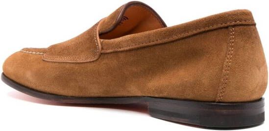 Santoni double-buckle suede Monk shoes Brown