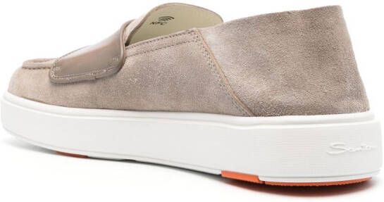 Santoni double-buckle suede monk shoes Grey