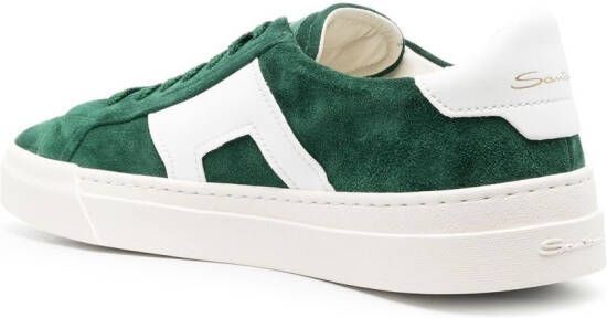 Santoni Double-Buckle suede panelled sneakers Green