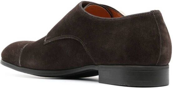 Santoni double-buckle suede shoes Brown