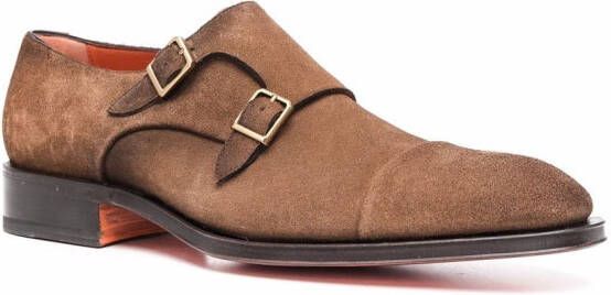 Santoni double monk strap shoes Brown