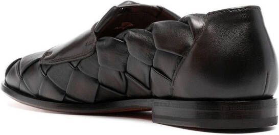 Santoni double-monk strap woven shoes Brown