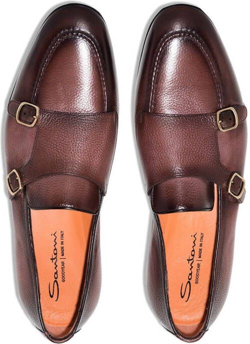 Santoni double strap monk shoes Brown