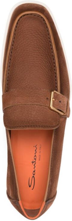 Santoni Dread decorative-buckle leather loafers Brown
