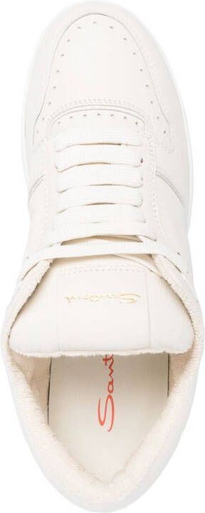 Santoni embroidered-logo leather low-top sneakers Neutrals