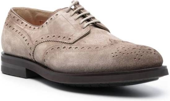 Santoni Emil perforated-detail leather brogues Neutrals