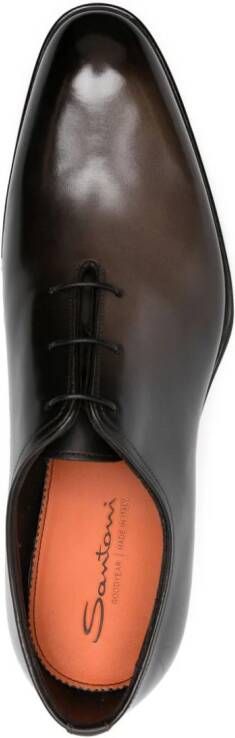 Santoni faded-effect leather Oxford shoes Brown