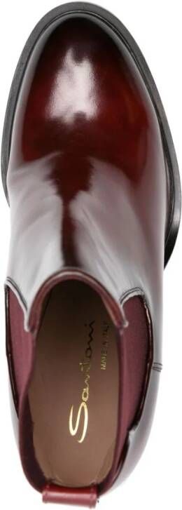 Santoni Ferry 100mm chelsea leather boots Red