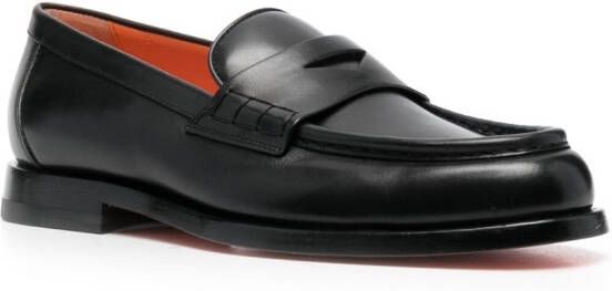 Santoni flat leather loafers Black