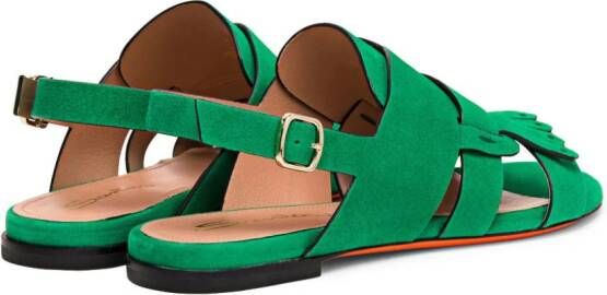 Santoni fringe-detail suede sandals Green