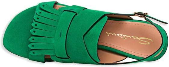 Santoni fringe-detail suede sandals Green