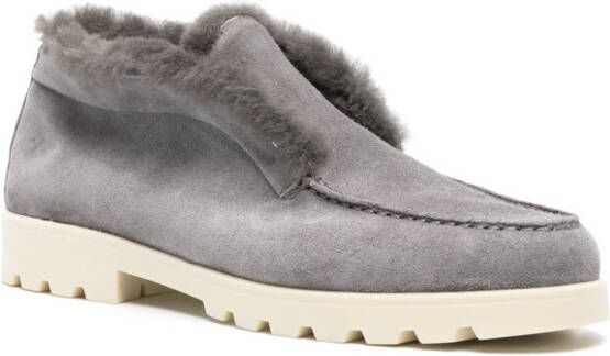 Santoni fur-trim suede desert boots Grey