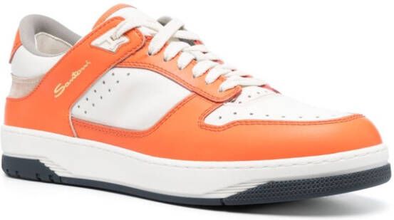 Santoni Goran panelled leather sneakers Orange