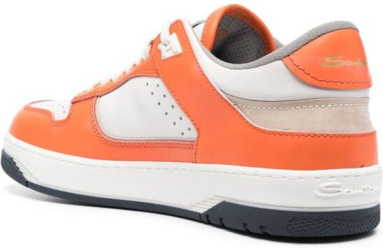 Santoni Goran panelled leather sneakers Orange