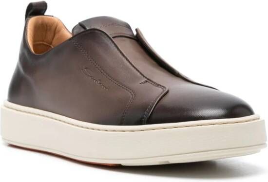 Santoni gradient leather slip-on sneakers Brown