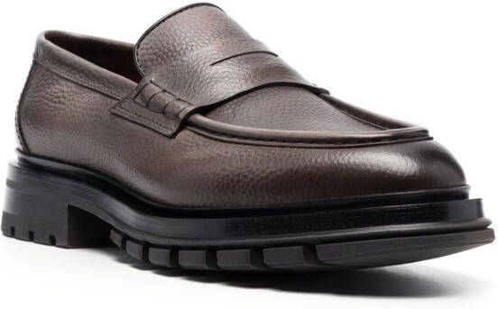 Santoni grained leather loafers Grey