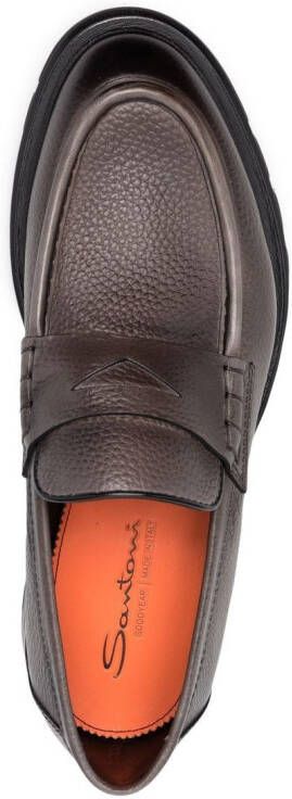 Santoni grained leather loafers Grey