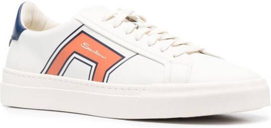 Santoni graphic print logo low-top sneakers White
