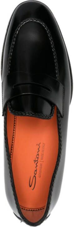 Santoni Grifone leather loafers Black
