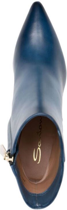 Santoni high-heel leather ankle boots Blue