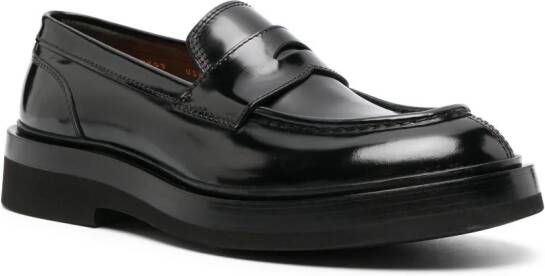 Santoni high-shine leather loafers Black
