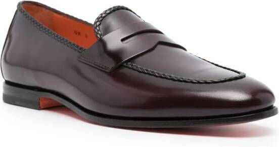 Santoni high-shine leather loafers Brown