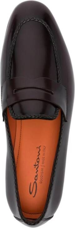 Santoni high-shine leather loafers Brown