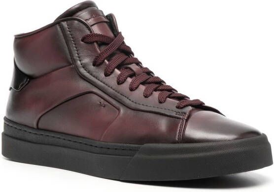 Santoni high-top leather sneakers Red