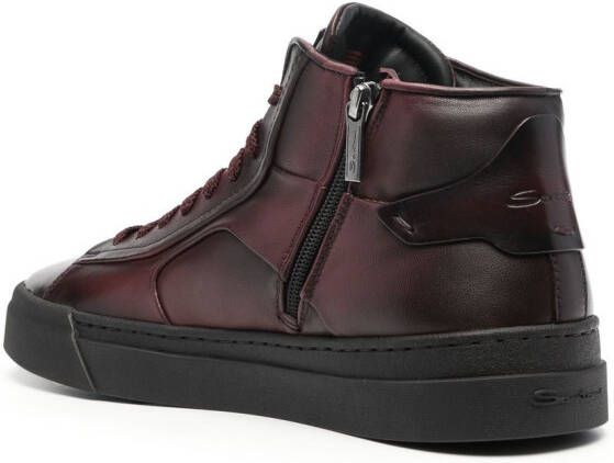 Santoni high-top leather sneakers Red