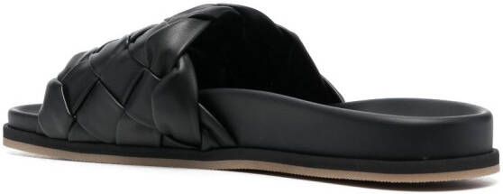Santoni interwoven-design calf-leather slides Black