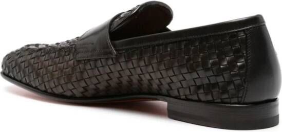 Santoni interwoven-design leather loafers Brown